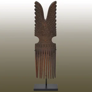 Vintage Wood Comb with Wings and Floral Motif, Bali — Morgan Oakes